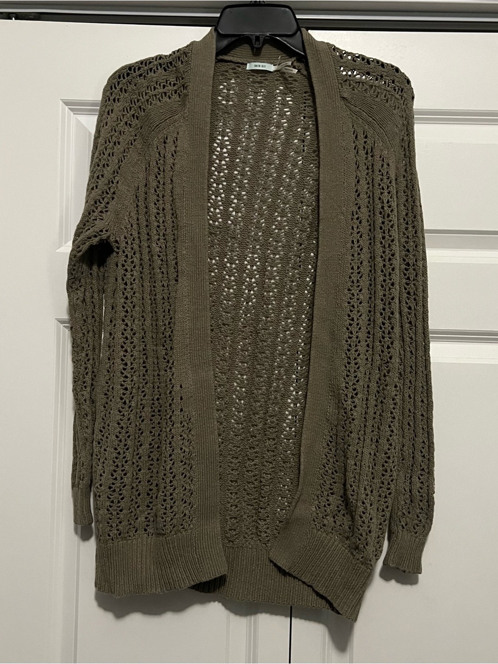 Kimchi Blue Olive Green Open Knit Cardigan